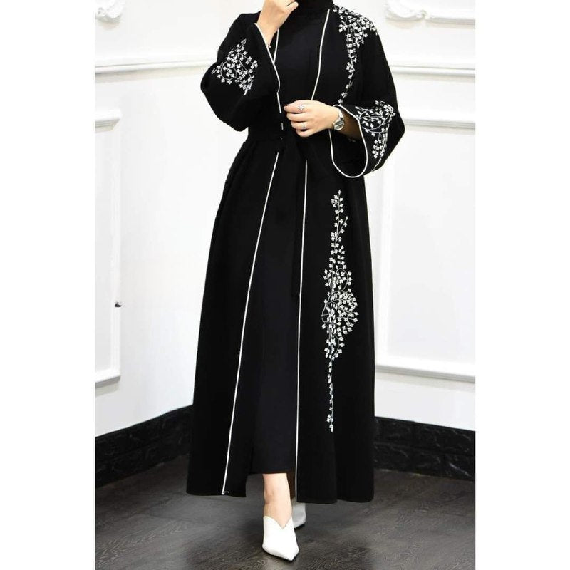 Abaya fleur noire عباية سوداء
